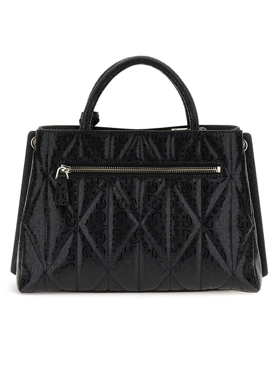 GUESS Black Quilted Aldina Girlfriend Satchel Bag