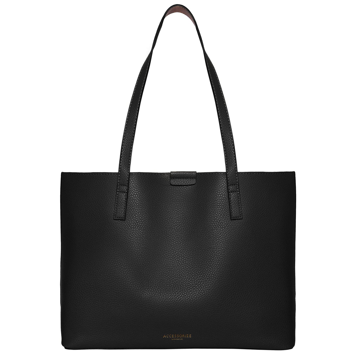 Accessorize London Women'S Faux Leather Black Cambridge Tote Bag