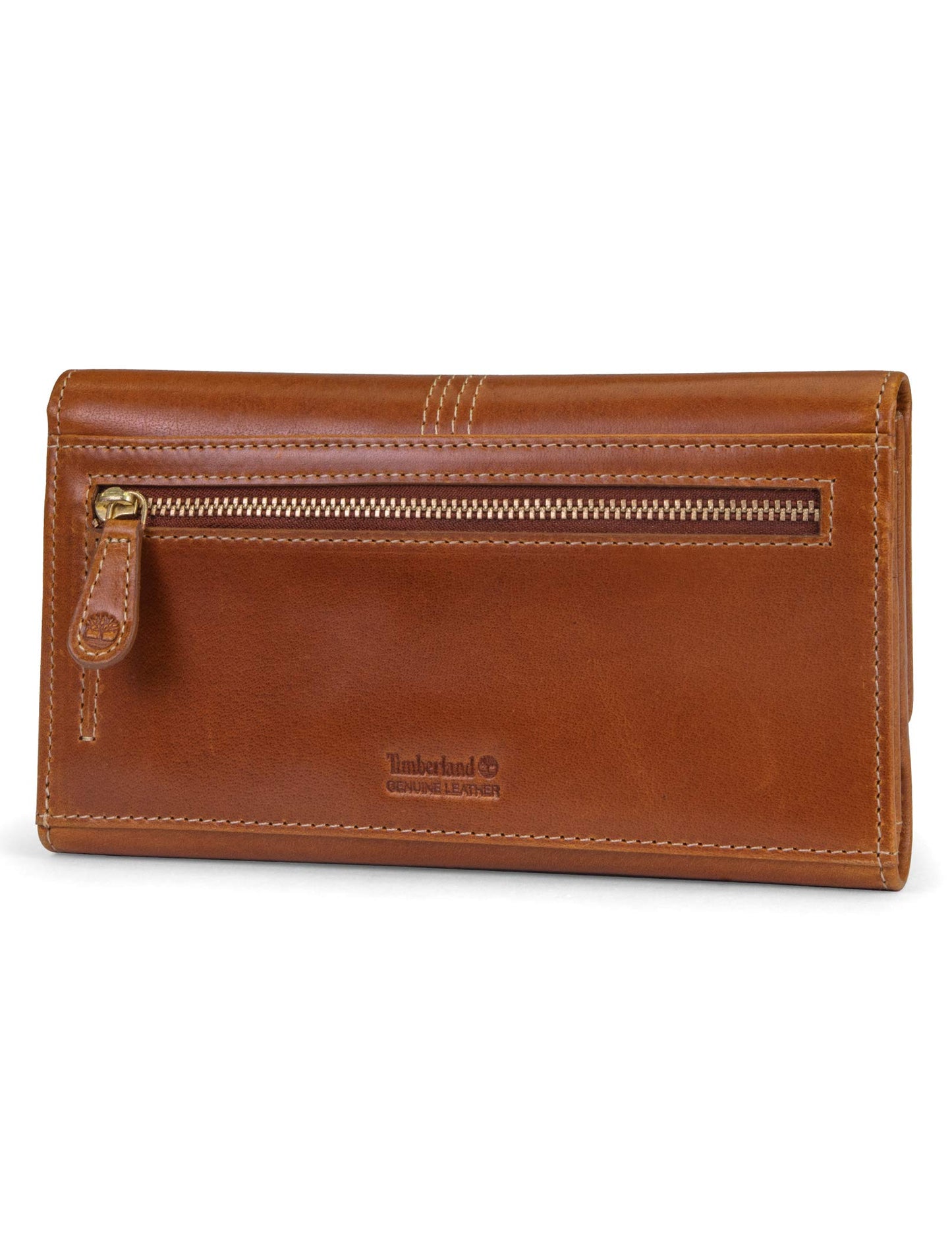 Timberland Leather RFID Flap Wallet Clutch Organizer, Cognac (Buff Apache)