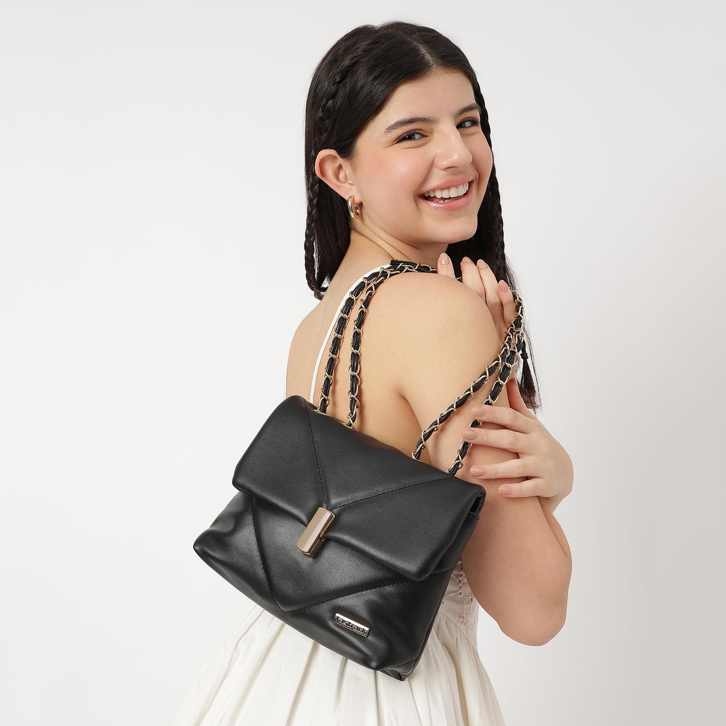 Fastrack Quilted Sling Bag For Women, Girls and Ladies | with Push Lock Closure | Unique Metal & PU Sling Straps | Ladies Purse Handbag | Slings for Casual Carry