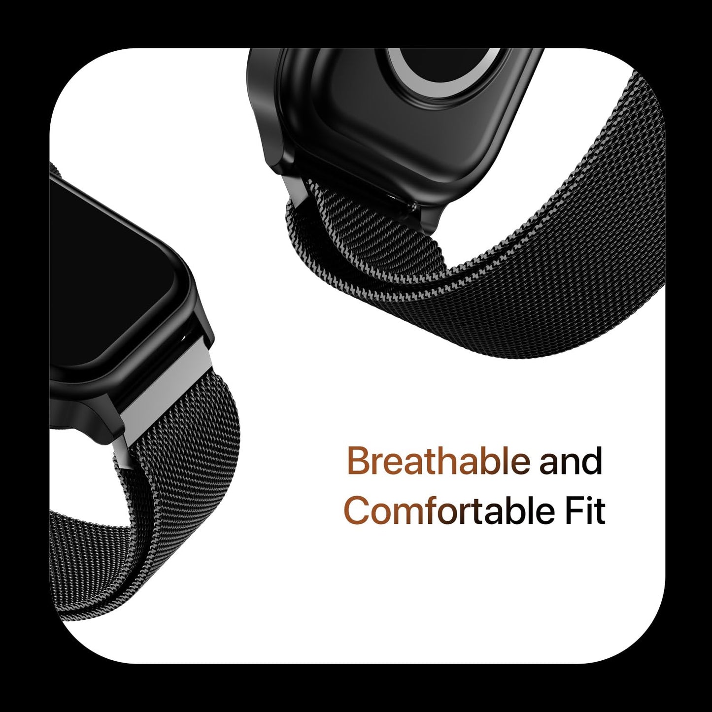 Fire-Boltt Rise Smart Watch, 1.85" HD Display, Metal Body with Bluetooth Calling, Rotating Crown, AI Voice Assistant, 120 Sports Modes, Neon UI, SpO2 & Heart Rate Monitoring (Black Millanese)