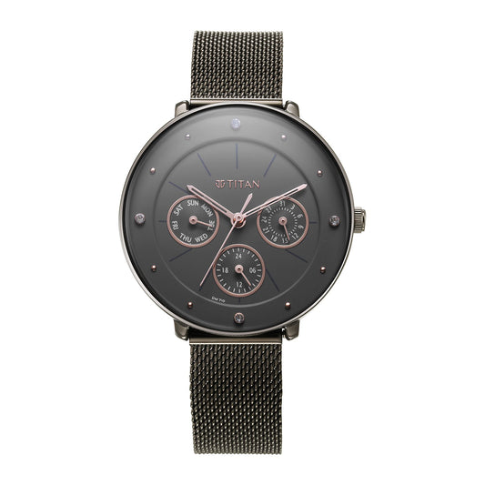 Titan Workwear Neo Quartz Analog Grey Dial Grey Stainless Steel Strap Watch for Women - NT2651QM01