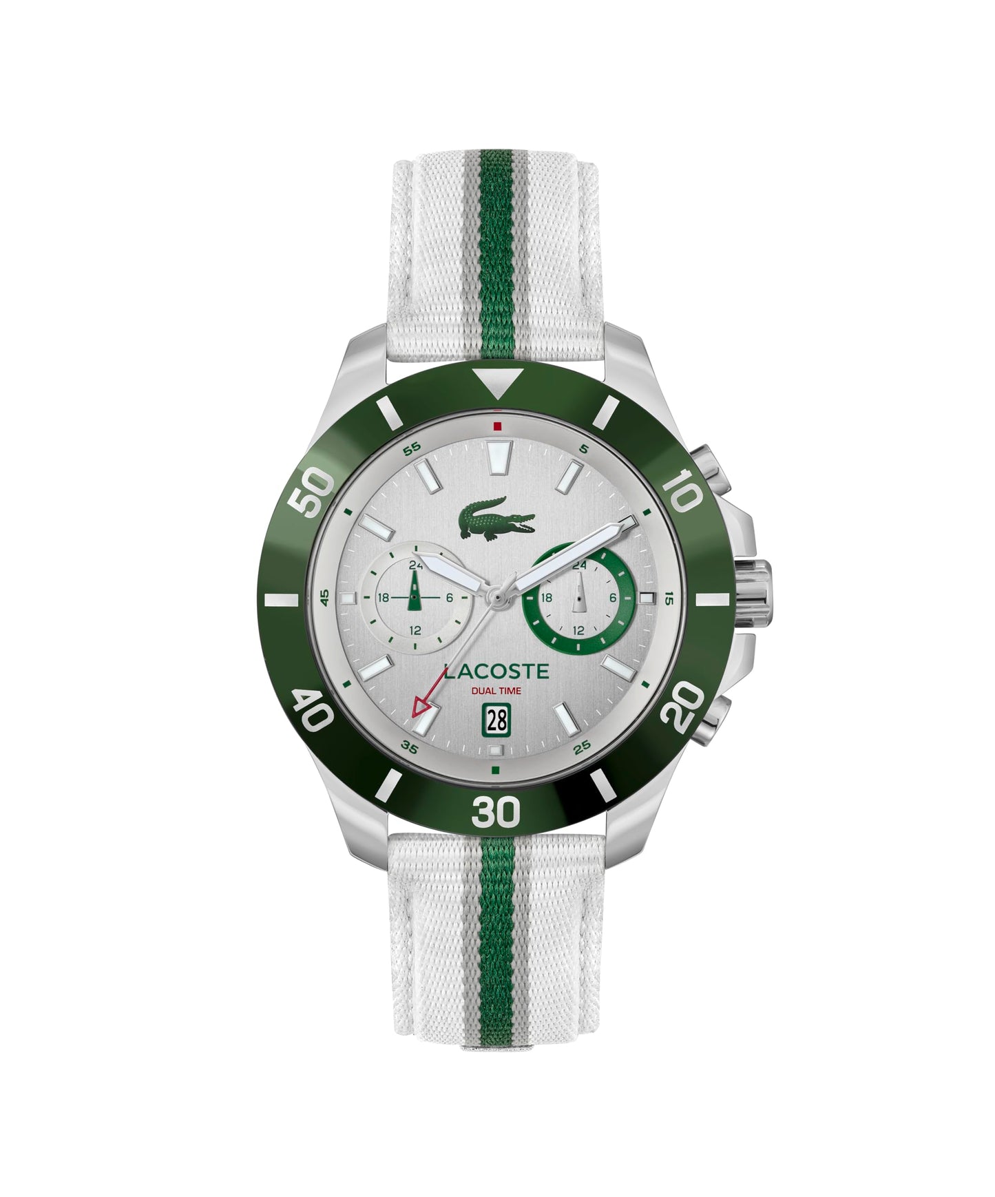Lacoste Toronga Qtz Multifunction Silver Round Dial Men's Watch|Multicolor Nylon Material|Multiple Color Band - 2011340