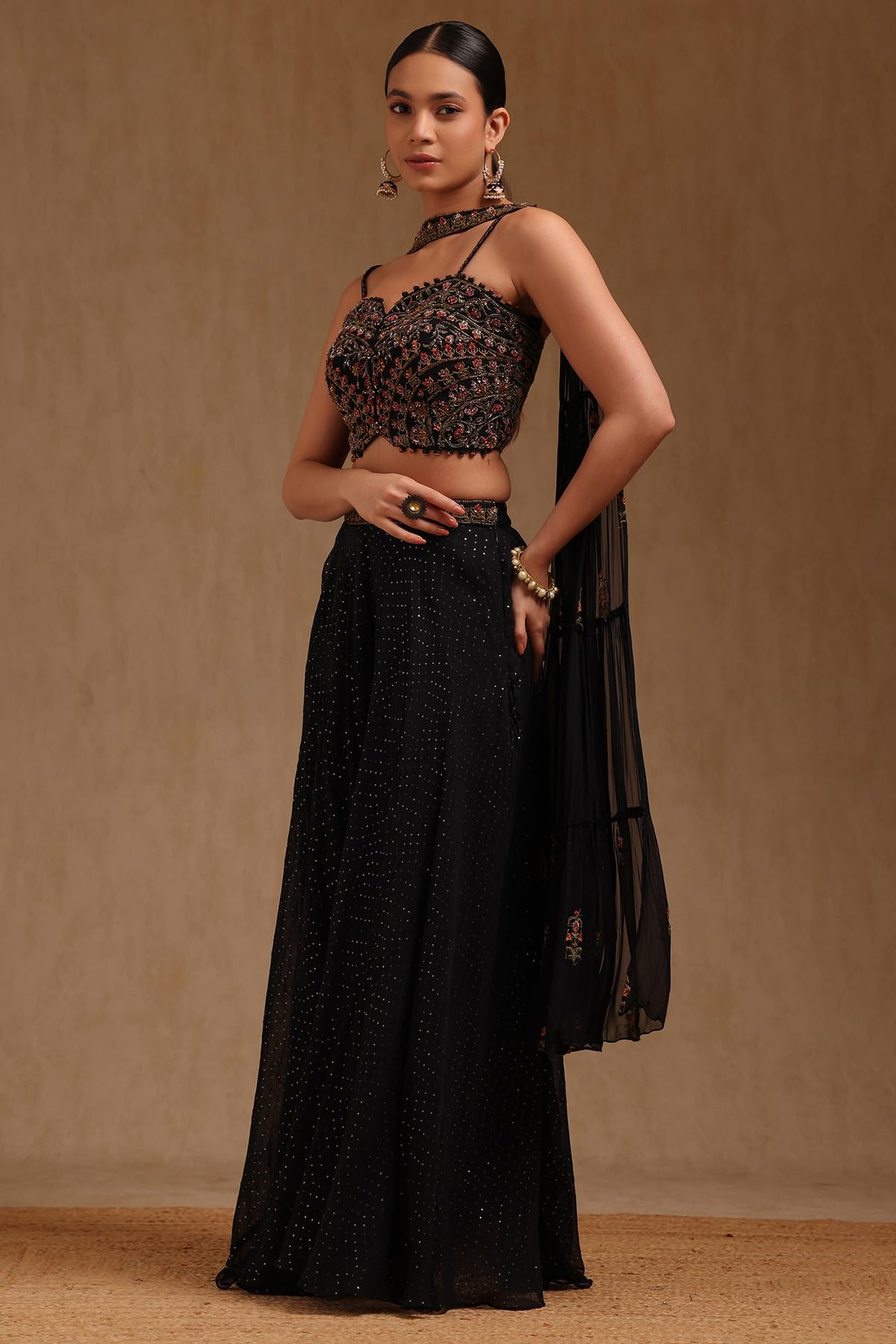 Soch Women's Georgette Salwar Suit Set (OWA5CD22394_Navy Blue