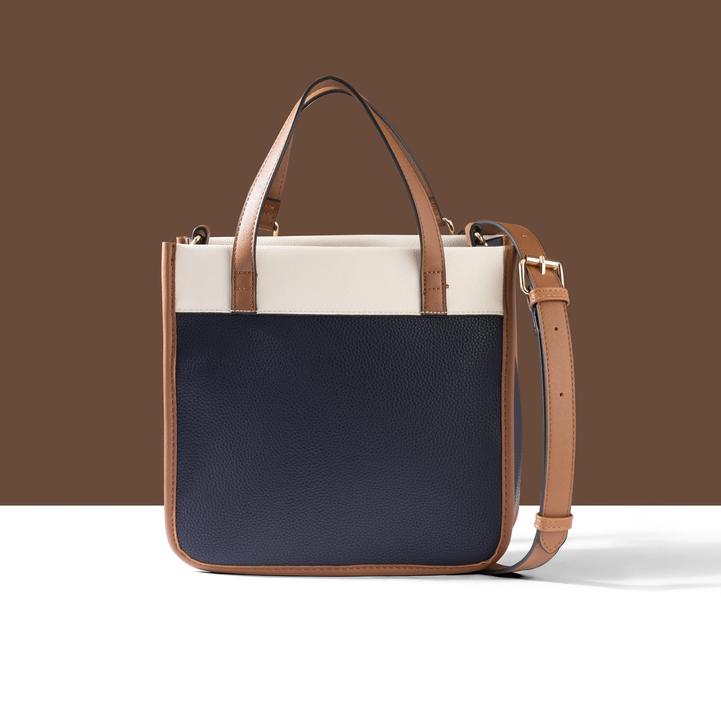 Accessorize London Women's Navy Blue Mini Colour Block Handheld Satchel Bag with Detachable and Adjustable strap | Satchel Bag for Work | Ladies purse | Stylish Shoulder Bag | Gift For Women