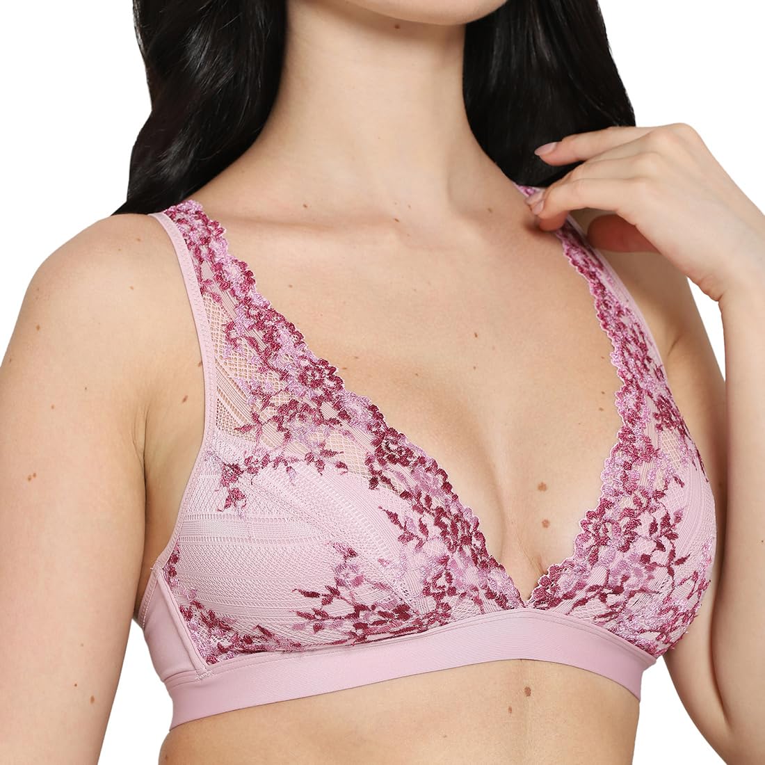 Embrace Lace Non Padded Non Wired 3/4th Cup Bridal Wear Medium Coverage Lace Bralette - Light Pink (38)