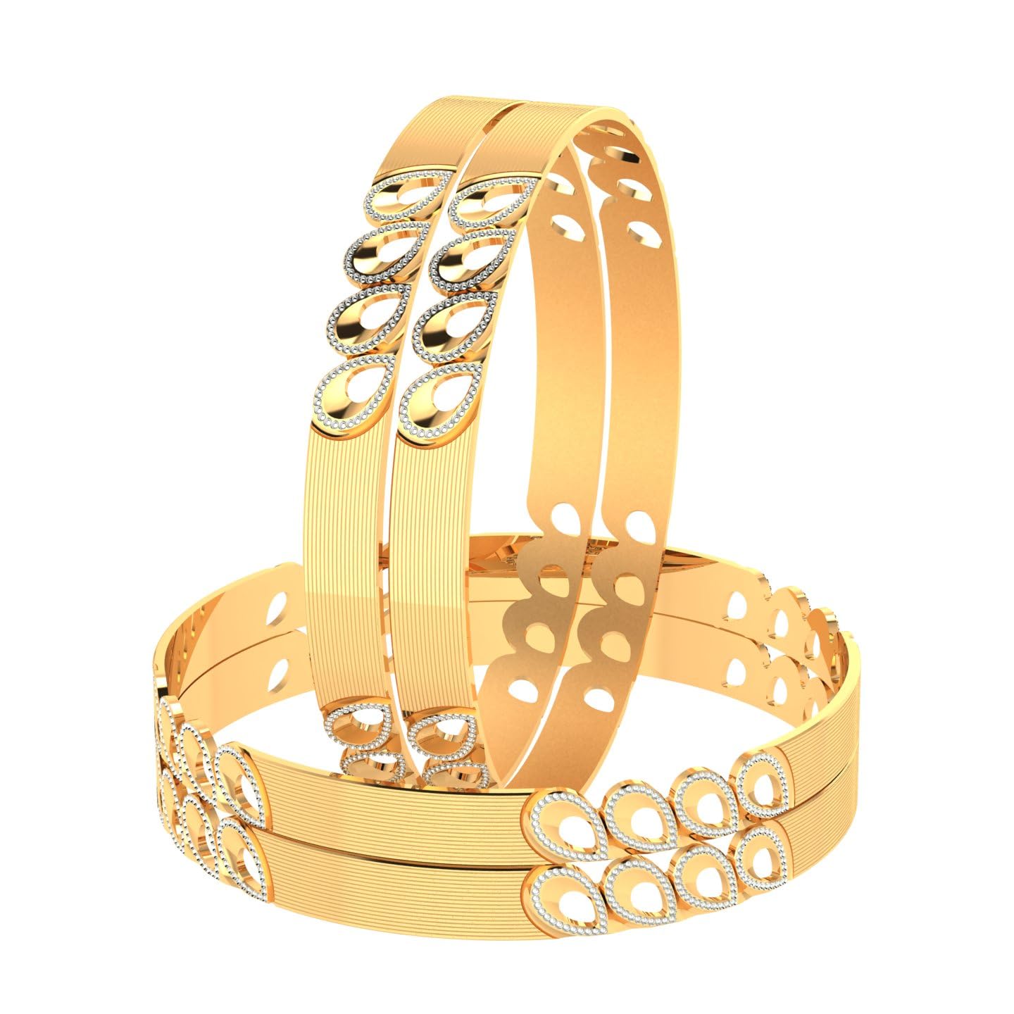 CYGNI BANGLES Elegant Gold-Plated Bangles for Women Traditional Design Jewelry (Set of 4)_(F4-B-124-2.8)