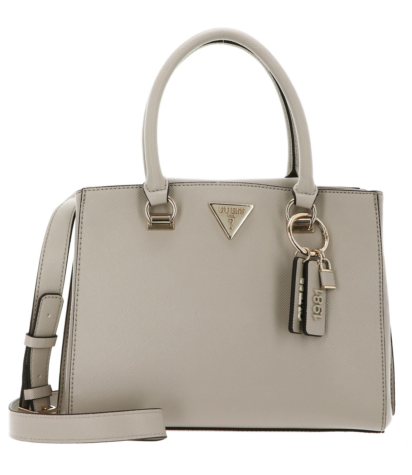 GUESS Womens Noelle Luxury Satchel Handbag (pack of 1), Taupe, One Size, Noelle Luxury Satchel