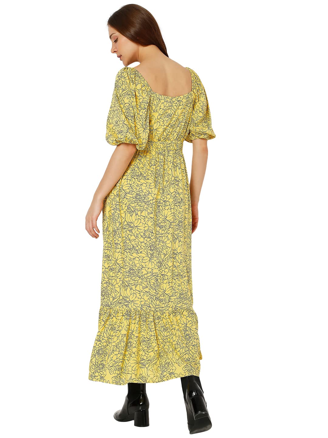 Vero Moda Women's Viscose A-Line Maxi Dress (167812601- Illuminating_M) Yellow