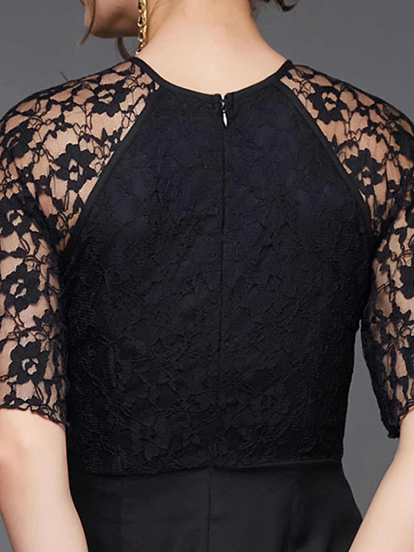 Miss Chase Women's Round Neck Flared Sleeve Floral Raglan Regular Jumpsuit (MCSS23D15-69-668-07, Abyss Black, 2XL)