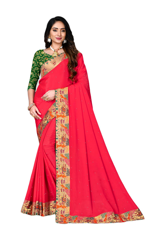 Laxmipati Sarees Women's Art Silk Saree (S-1253_Red)