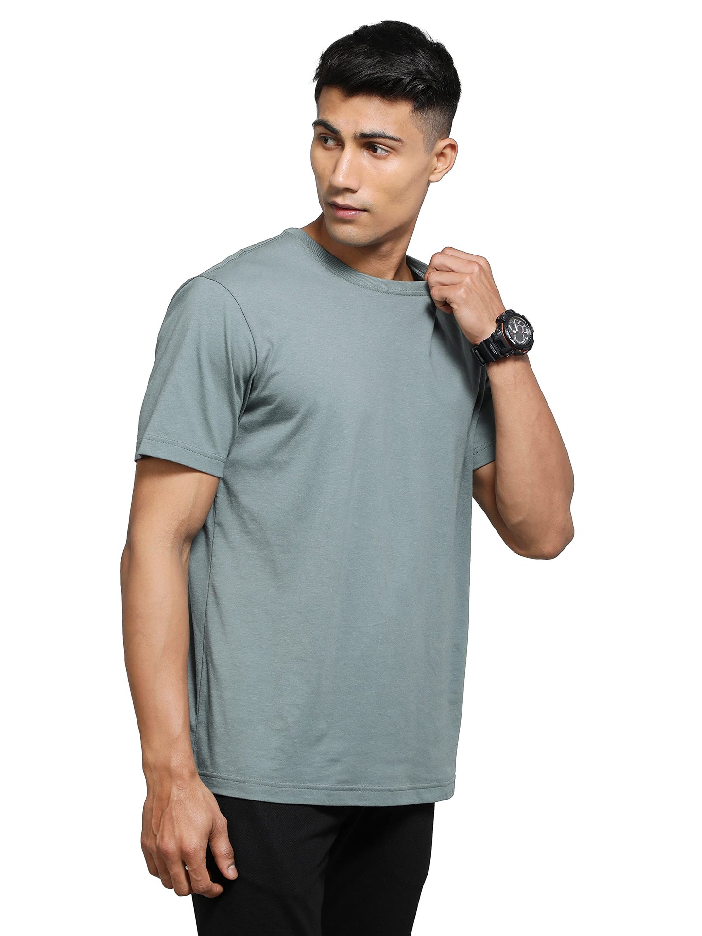 Jockey Men's Super Combed Cotton Rich Solid Round Neck Half Sleeve T-Shirt_Style_2714_Balsam Green_L