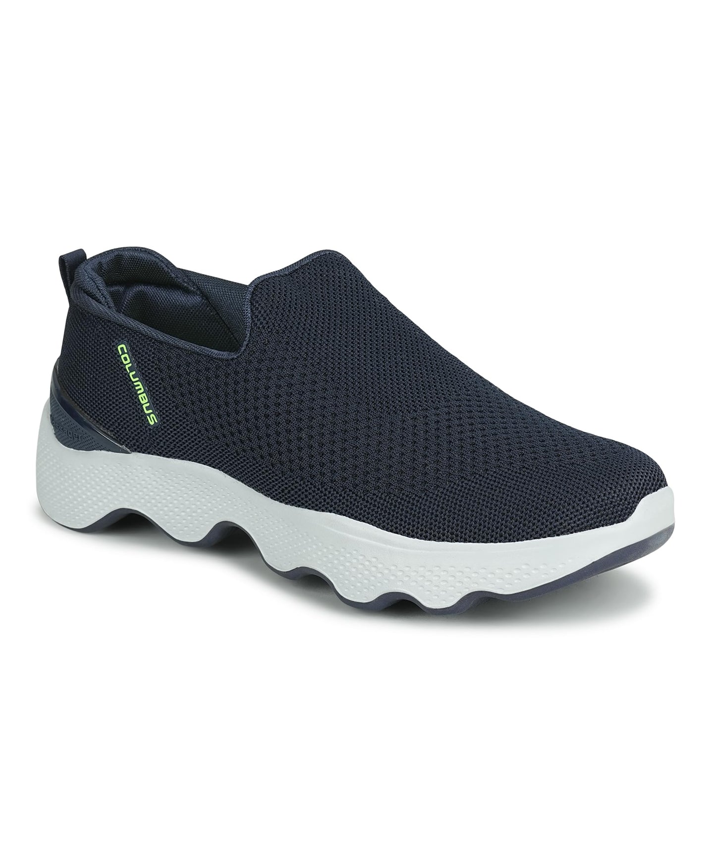 Columbus MASSAGER-01 Sports Shoes - Running Shoes|Walking Shoes| Training & Gym Shoe | Outdoors Shoe for Men (Navy & Fluorescent Green),UK-7