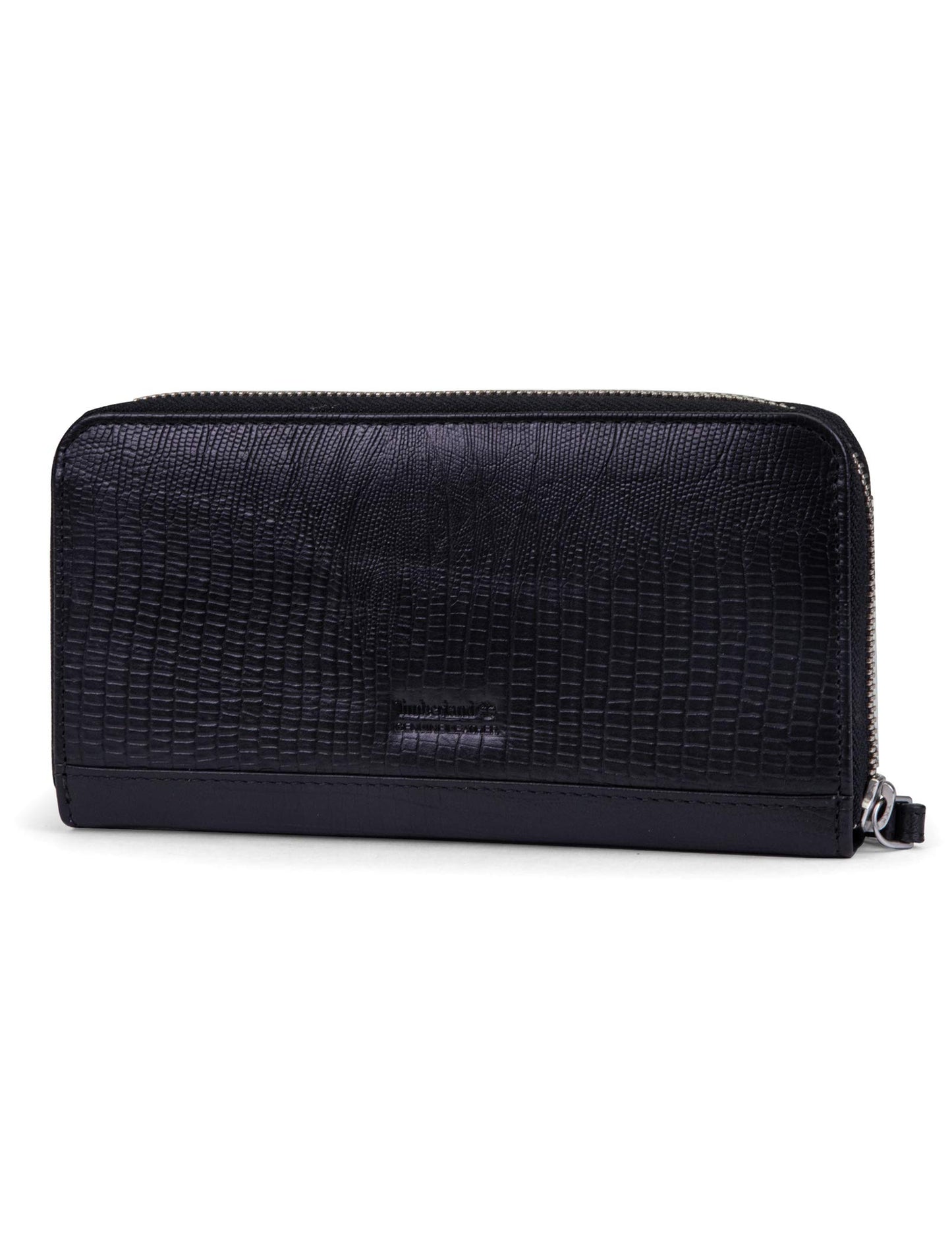 Timberland womens Leather RFID Zip Around Wallet Clutch With Wristlet Strap, Black (Lizard),One Size