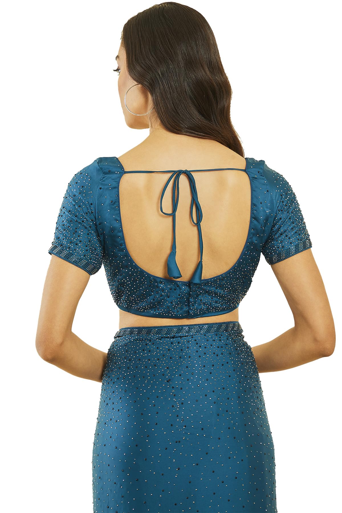 Soch Women's Jamdani Pure Crepe Saree (SRPXDESR03976J_Blue)