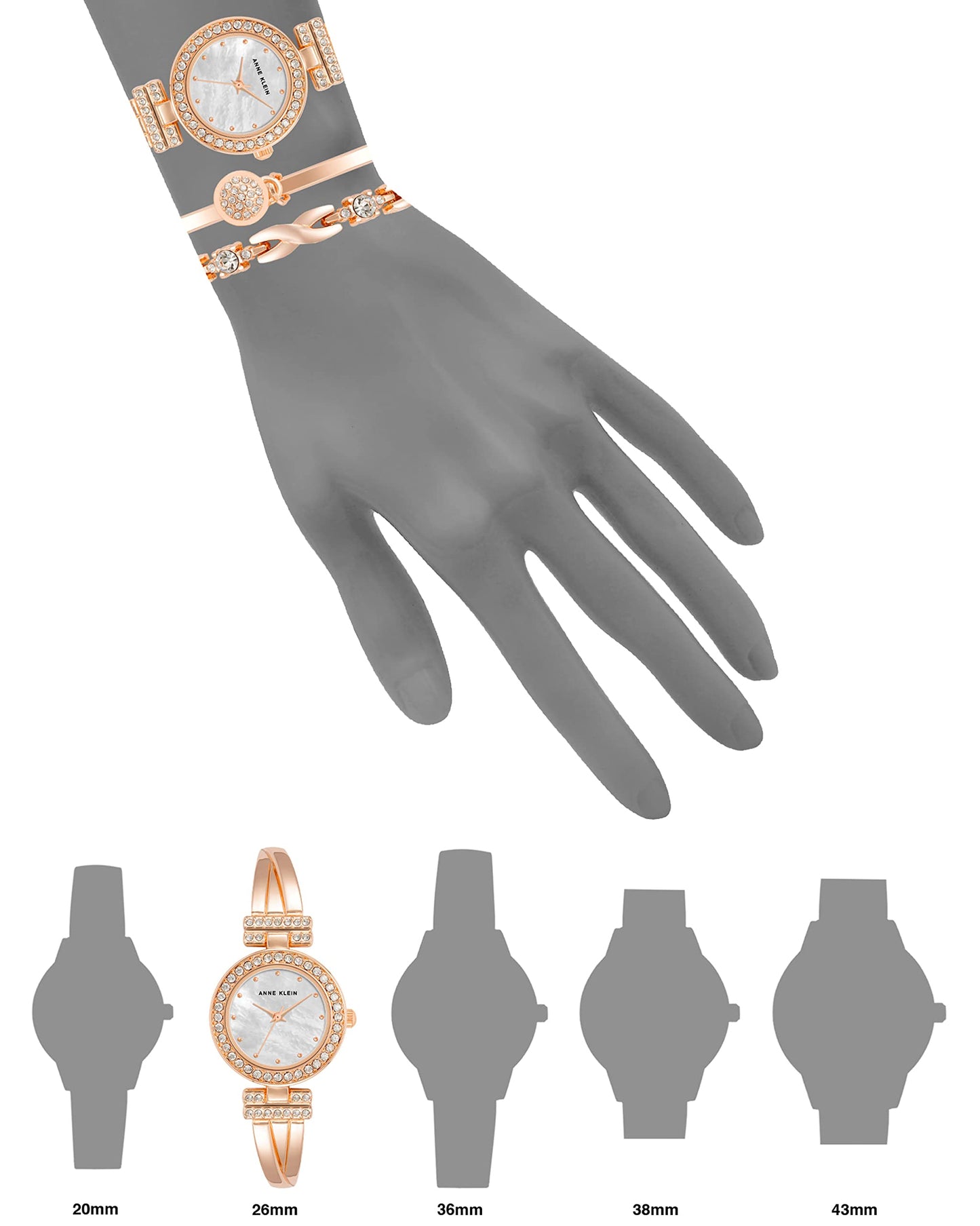 Anne Klein Women's Premium Crystal Accented Bangle Watch and Bracelet Set