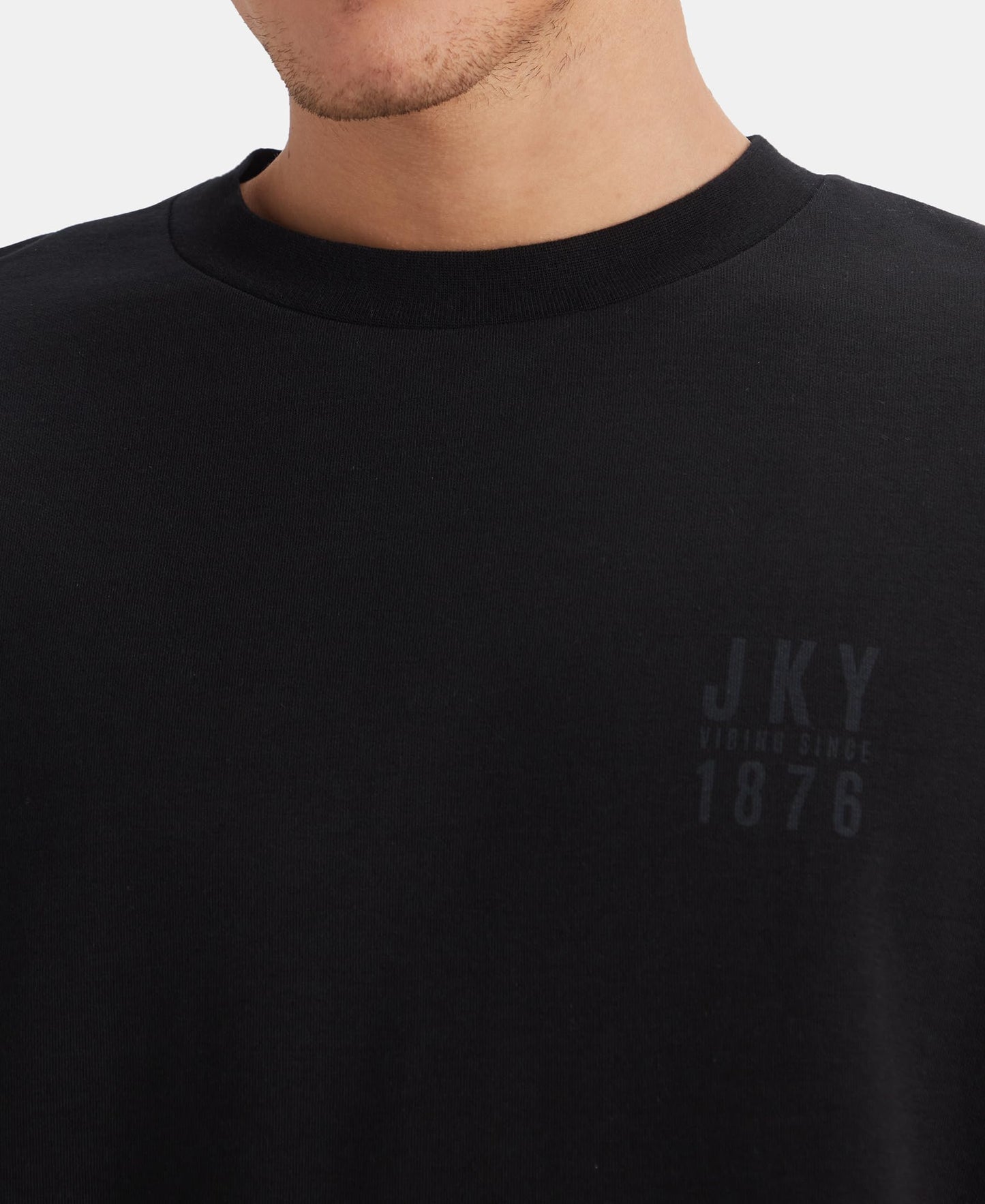 Jockey Groove MZ01 Men's Super Combed Cotton Rich Graphic Printed Oversized T-Shirt_Deep Black_L