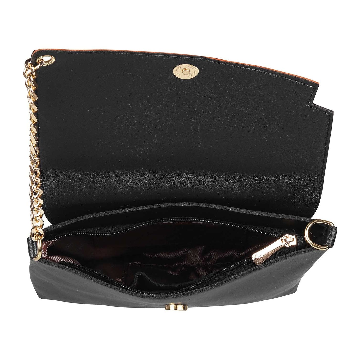 Mochi Womens Synthetic Black Flap Over Sling (One Size)