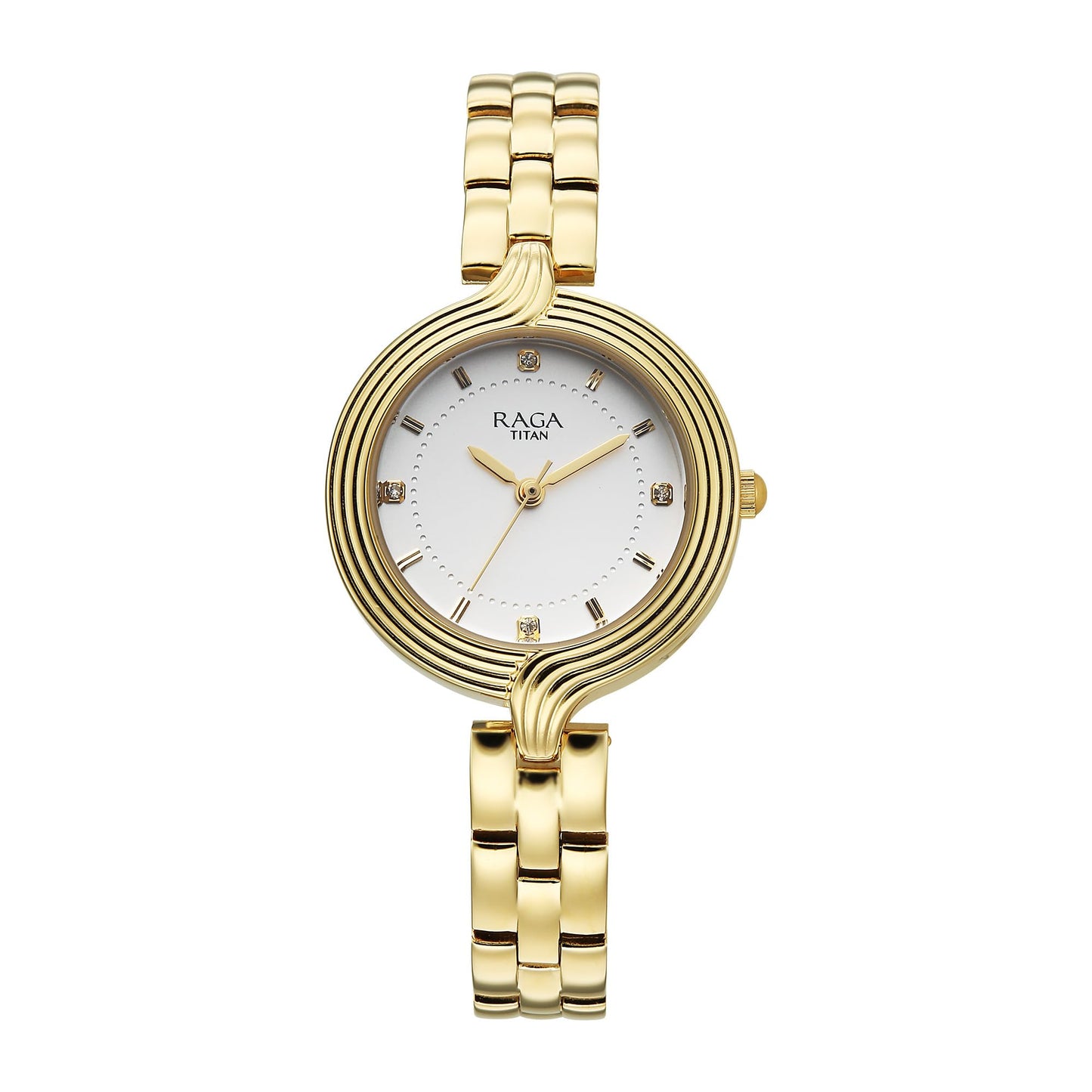 Titan Raga Showstopper 4.0 Quartz White Round Dial Women's Watch | Rose Gold Colour Band | Watches for Women Analog - 95346YM01