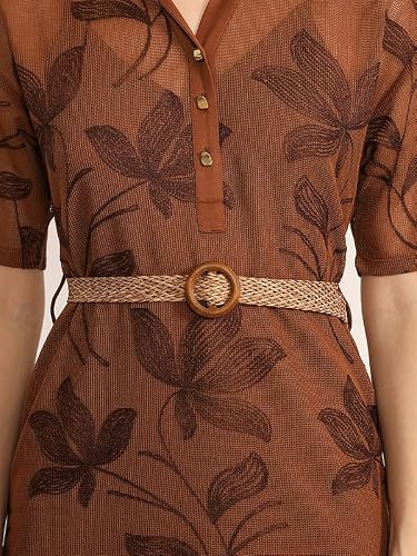 Kazo Cupola Mini Dress with Belt (Brown S)