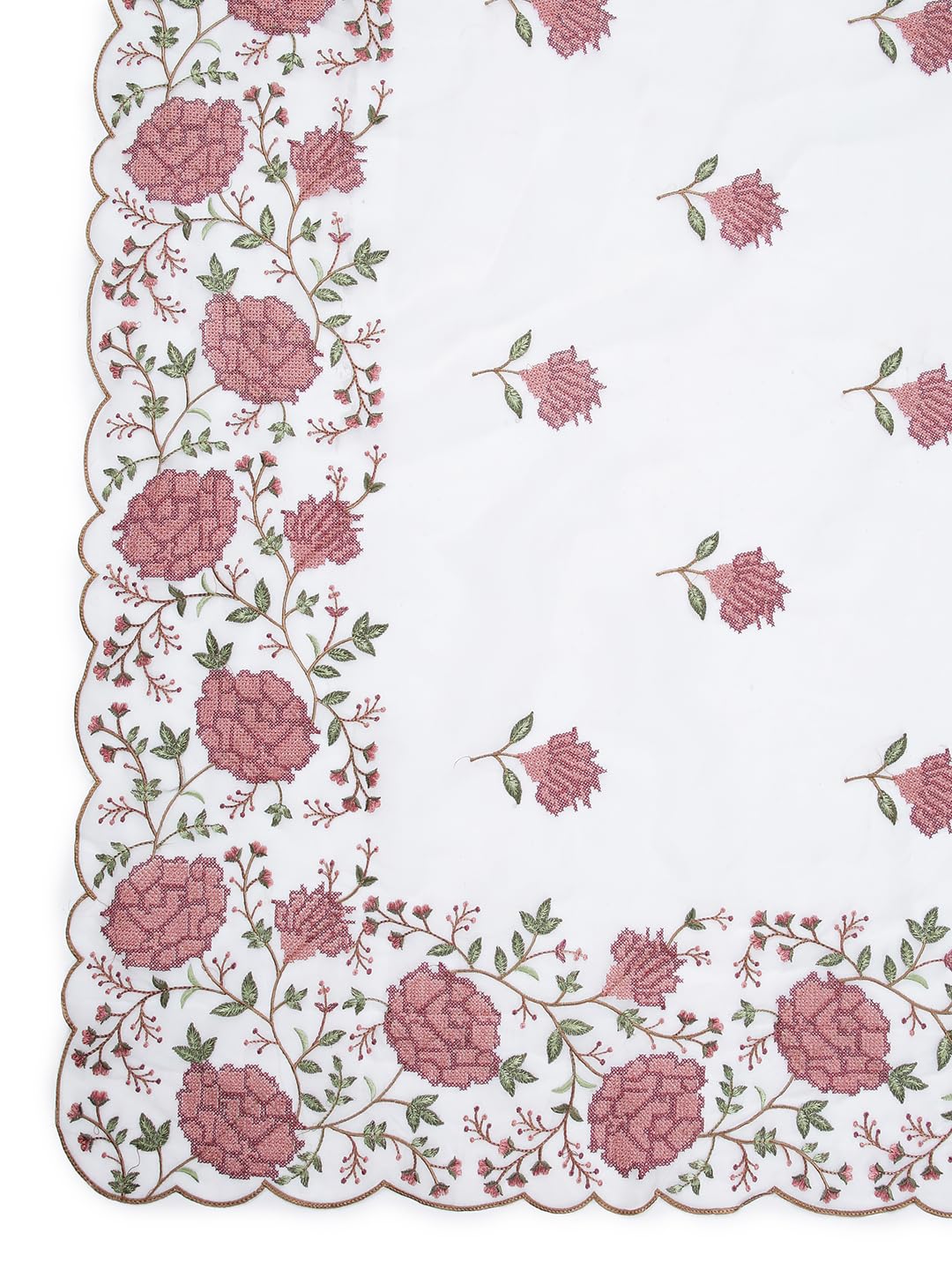 Kalyan Silks Off White Color Organza Saree With Floral Embroidery On Body