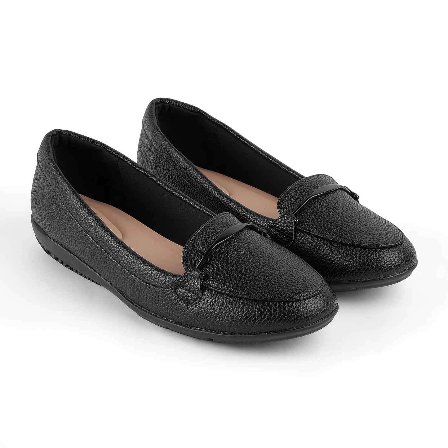tresmode RUJER Women's Loafers Shoes Black, 3 UK / 36 EU - Round Toe Ladies Comfortable Soft Casual Footwear - Closed Back Vegan Friendly Durable