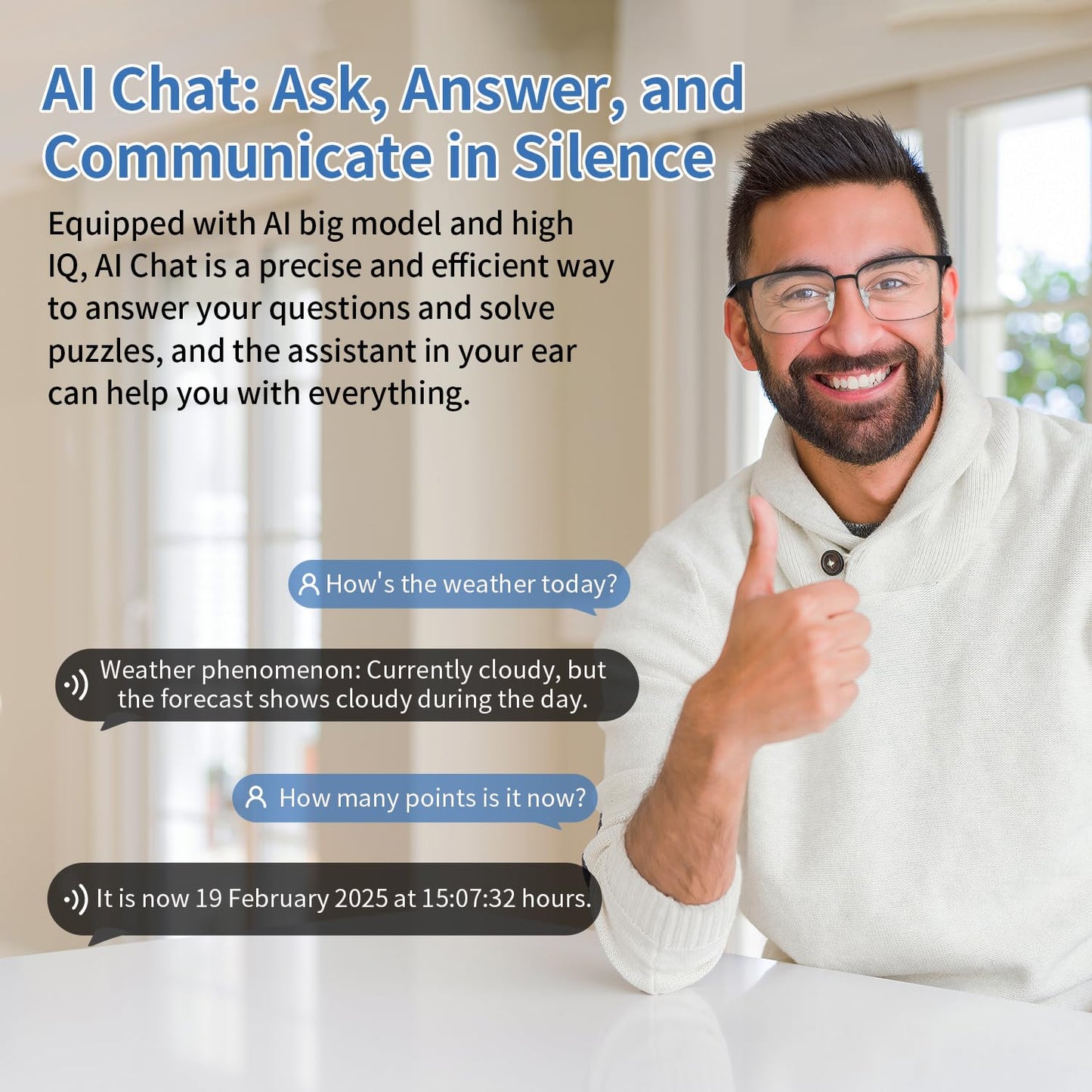 Smart AI Translator Glasses, Clear Blue Light Glasses for Woman Men, Simultaneous Interpretation Eyeglasses for 110+ Languages, Real-Time Translation, Remote Shooting,AI Smart Sunglasses for Travel -S