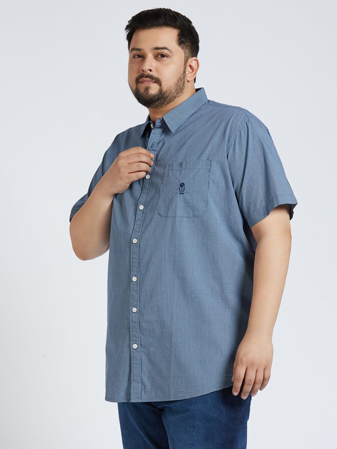 Thomas Scott Mens | Half Sleeve | Solid | Regular Fit Plus Size | 100% Cotton | Spread Collar | Casual Shirts (Available in Plus Size) (Dark Blue_6XL)