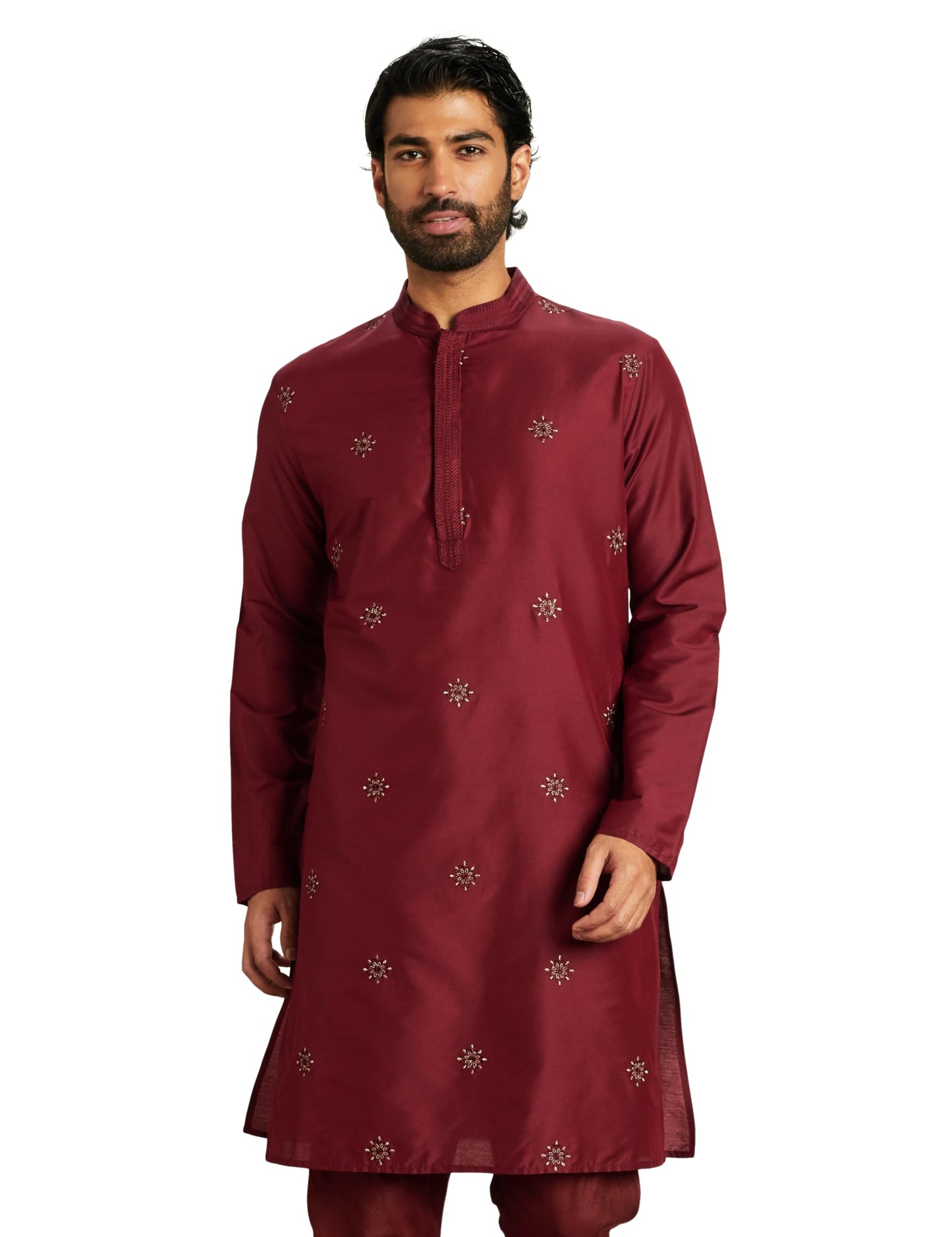 Amazon Brand - Symbol Men's Knee Length Festive Kurta 41"_Sy-A23-Mna-Fkt-102_Maroon1_2XL