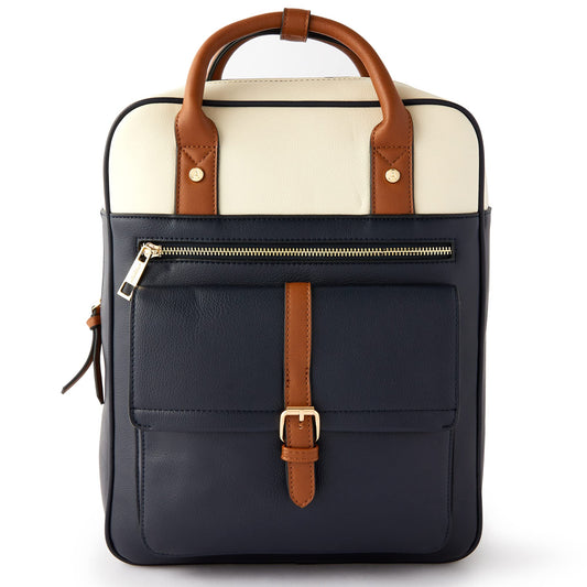Accessorize London Women's Harrie Navy Blue Color Backpack for college| Office| Travel | Bags for women | Ladies Purse Handbag