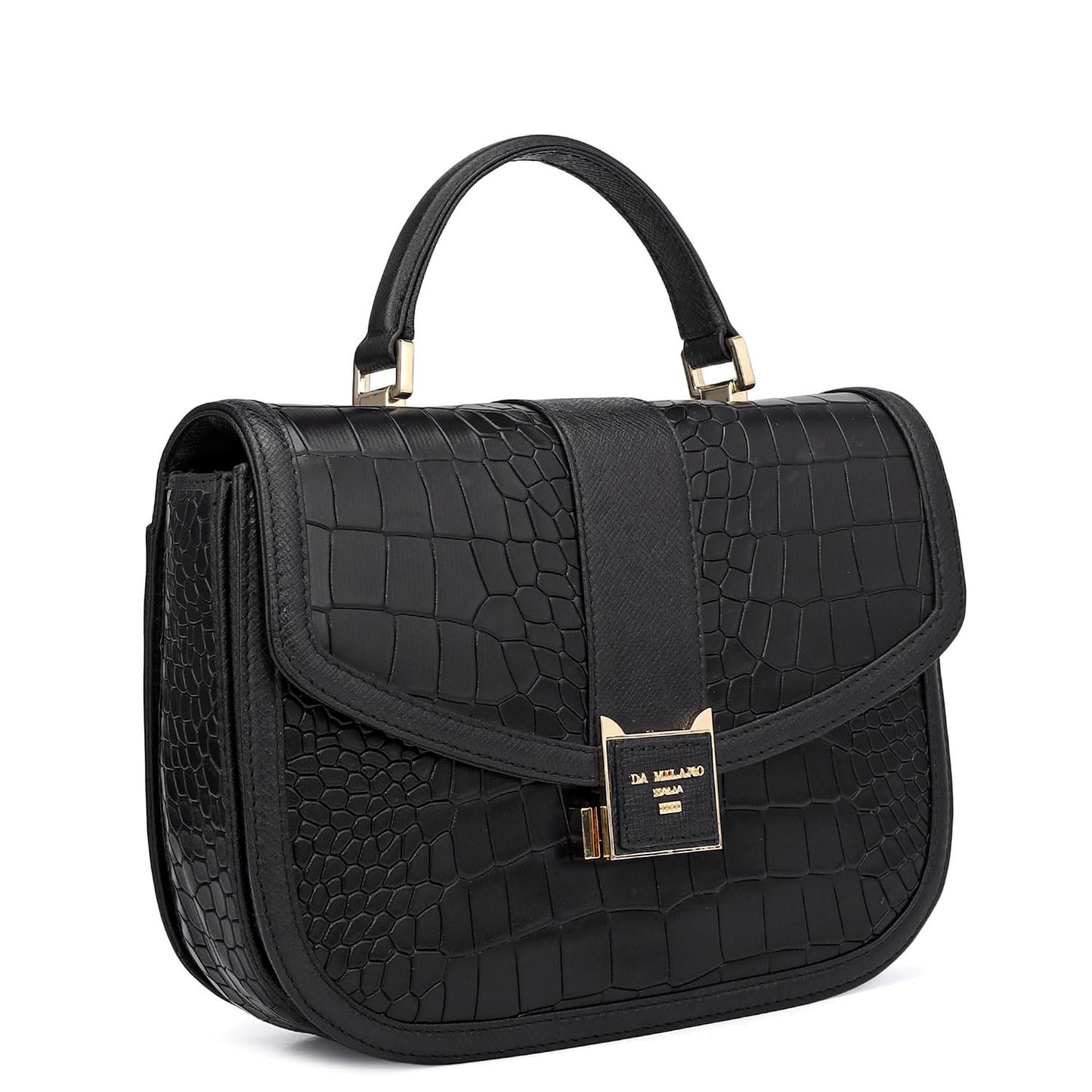 Da Milano Leather Satchel for Women - Black