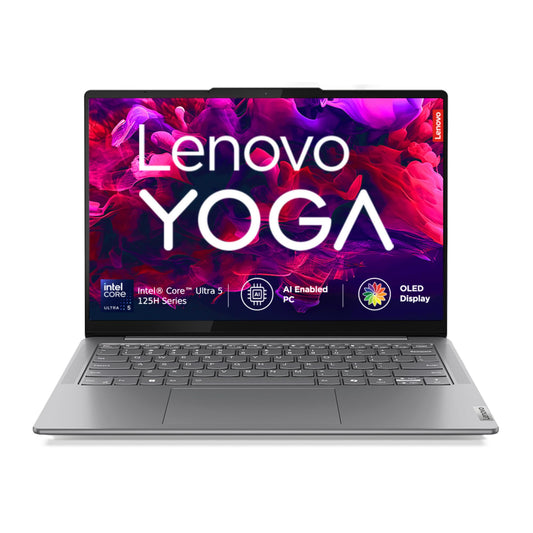 Lenovo Smartchoice Yoga Slim 7 Intel Core Ultra 5 125H Built-in AI 14"(35.5cm) WUXGA-OLED 400Nits Laptop (16GB/512GB SSD/60Hz/100% DCI-P3/Win11/MSO 21/1Yr ADP Free/Alexa/Grey/1.39Kg), 83CV003MIN