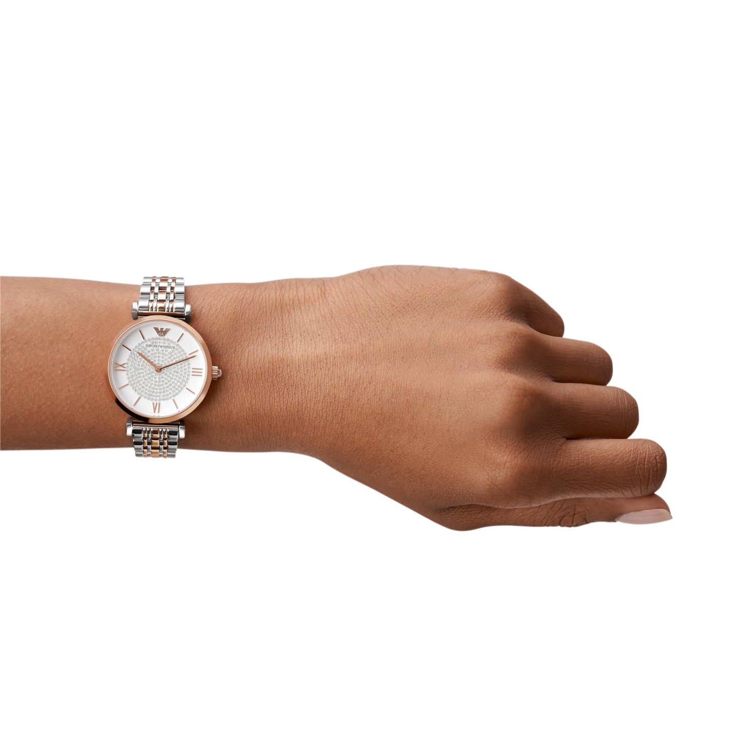 Emporio Armani Stainless Steel Gianni T-Bar Analog White Dial Women Watch - Ar1926, Multi-Color Band