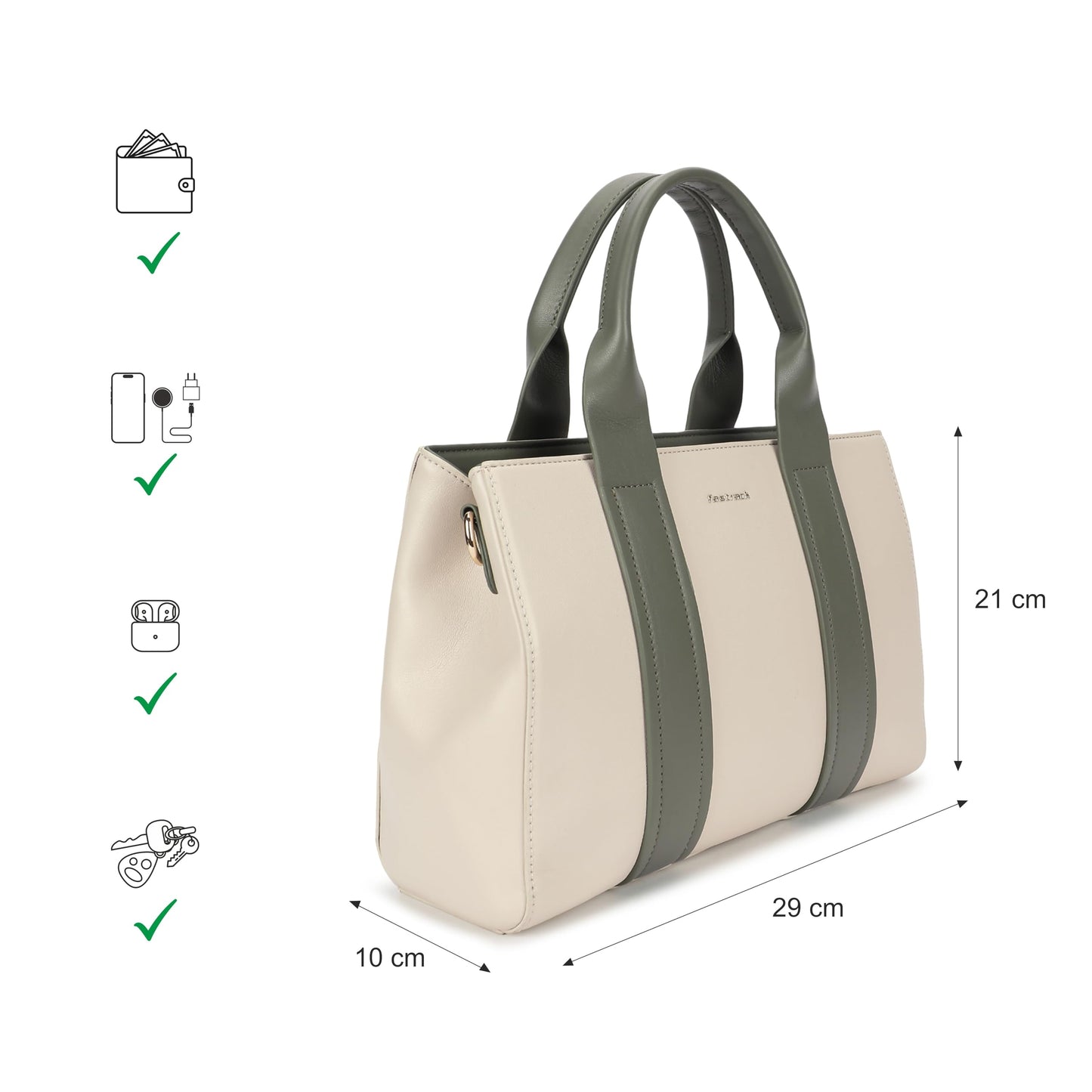 Fastrack Frosted Mint satchel| Women’s Pebbled Faux-Leather Satchel | Dual Compartments, Centre Zip Divider & dual carry option