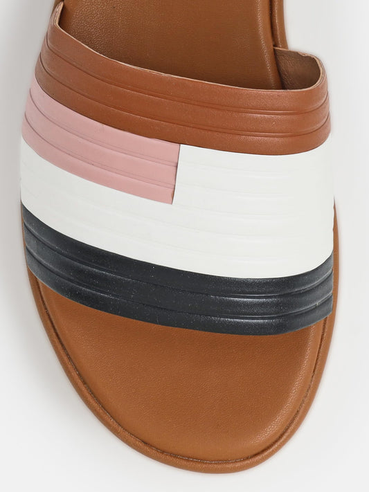 KENNETH COLE Women's Wedge Sandal | Premium Synthetic | Chic Boldly Striped Open-Toe Slip-On | Plush Cushioned Footbed for All-Day Comfort