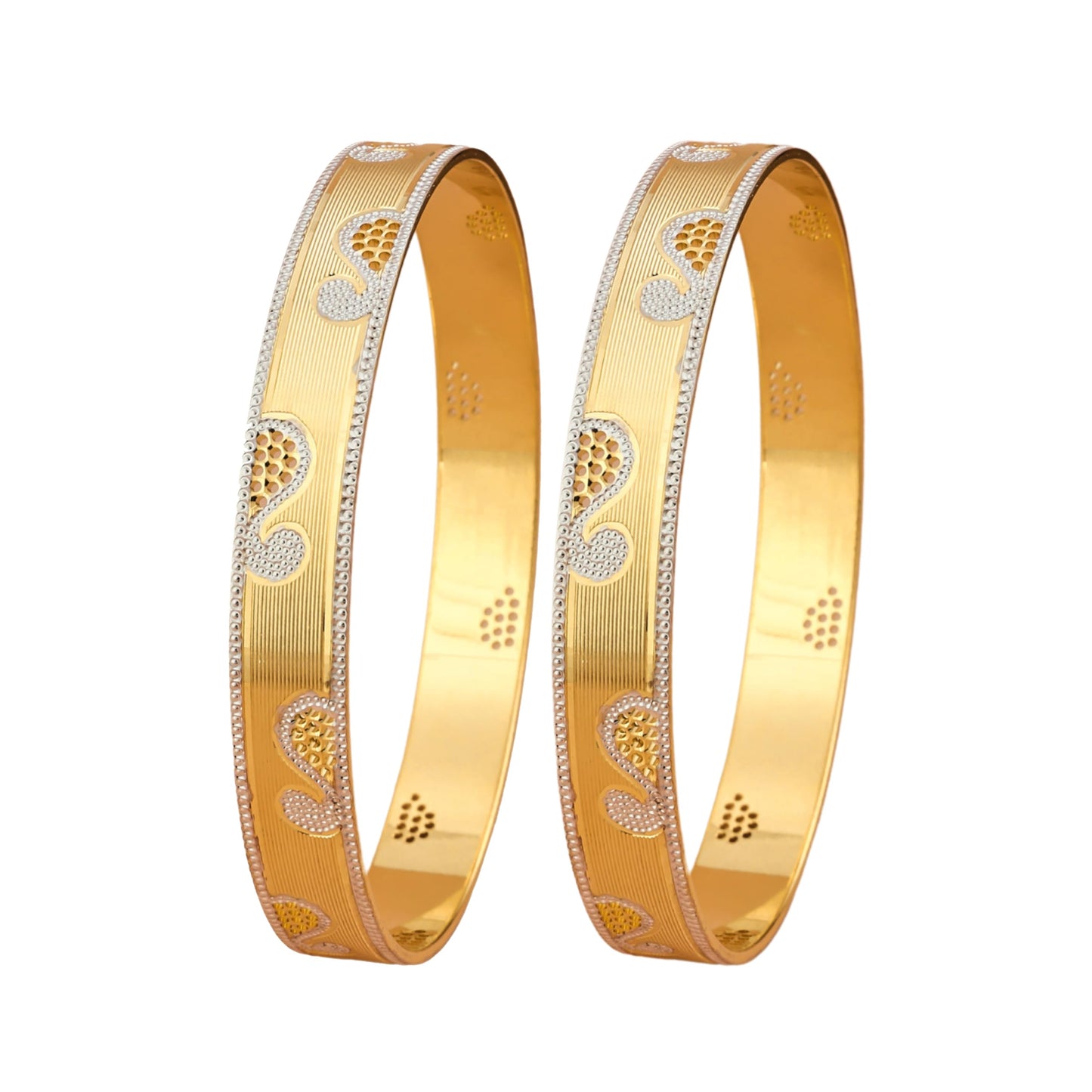 CYGNI BANGLES Elegant Gold-Plated Bangles for Women Traditional Design Jewelry (1 Pair)(F2-B-06-2.8)
