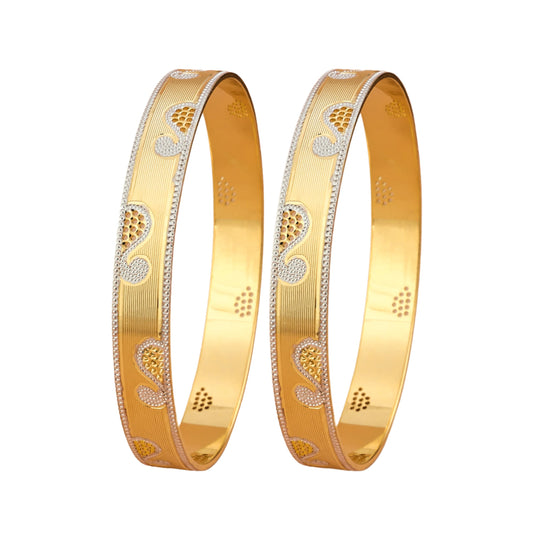 CYGNI BANGLES Elegant Gold-Plated Bangles for Women Traditional Design Jewelry (1 Pair)(F2-B-06-2.8)