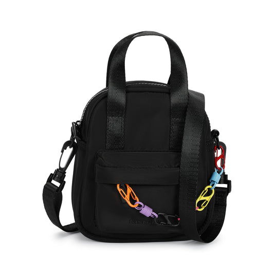 Fastrack Nylon Sling Bag for Women with Bright Chain Detail | Lightweight Crossbody with Zipper Closure, Front Pocket, Detachable Strap | Stylish Everyday Sling for College, Errands, Streetwear Looks