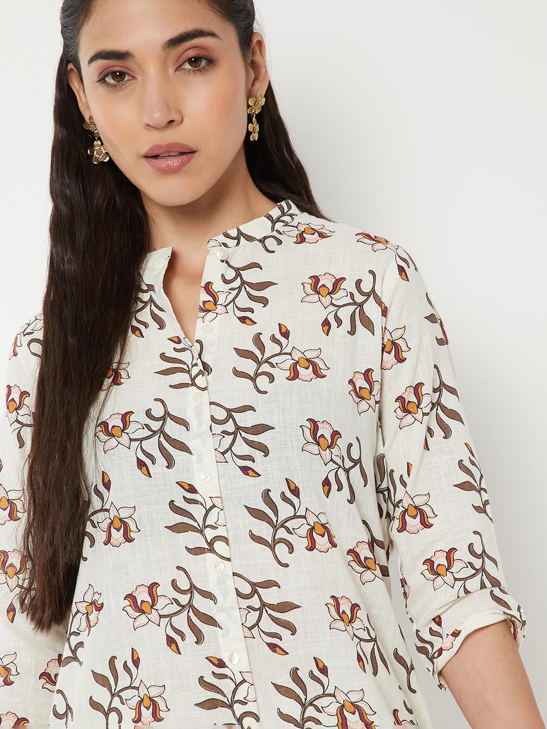 Max Women Printed Straight Kurta (Off White_S)