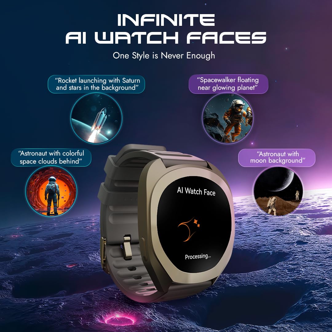 Fastrack Cosmix 1.32" AMOLED Display Metal Case Smart Watch with Heart Rate Monitor,AI Watchface & Chat,Push Button Interactions,BT Calling,IP68 Water Resistant Upto 5 Days Battery Life - Onyx Black