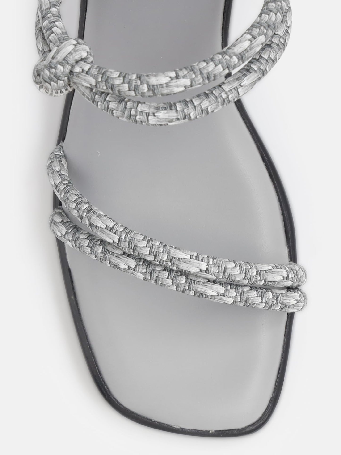 KENNETH COLE Women's Block Heel Sandal | Synthetic | Textured Rope Straps, Square Toe