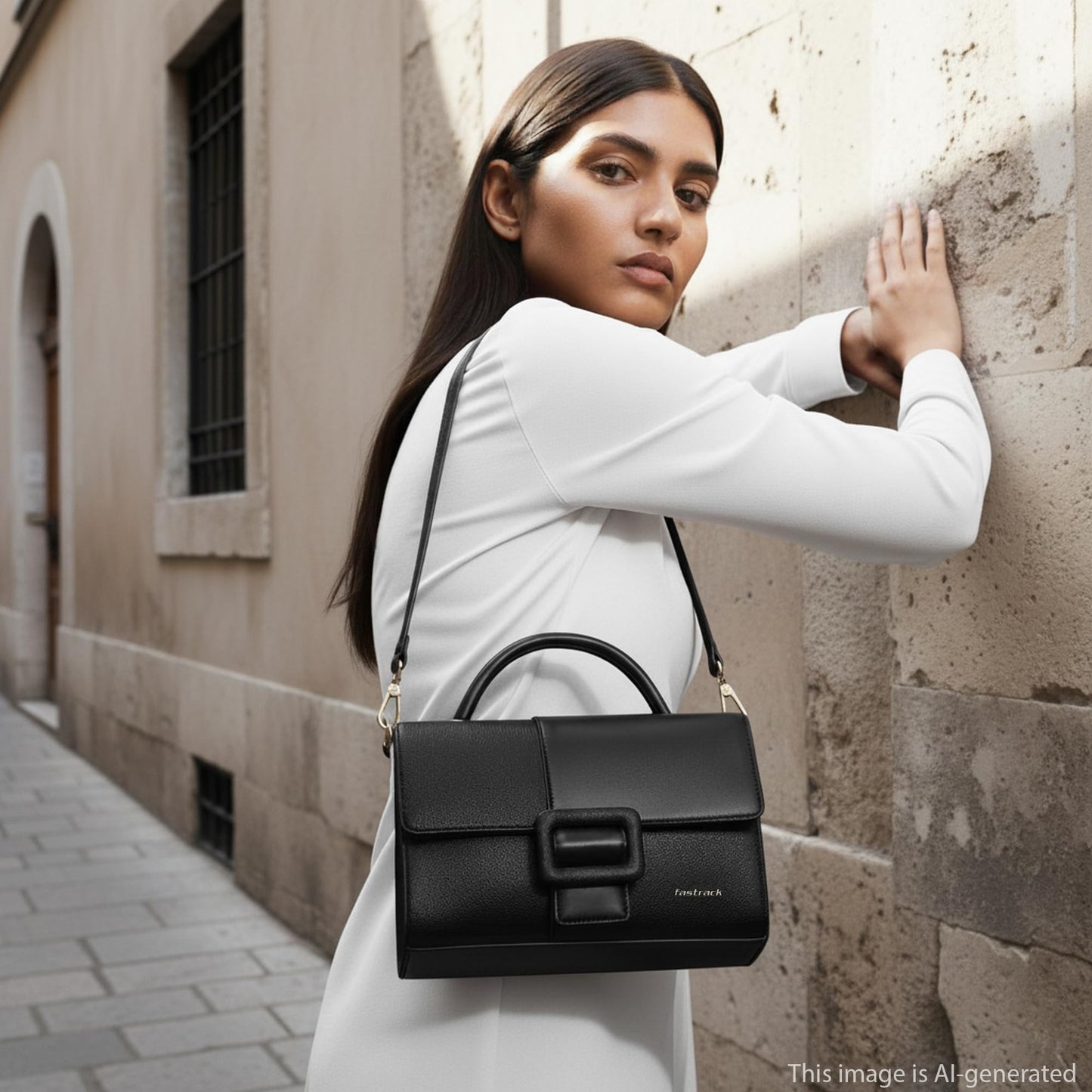 Fastrack Boldlock Satchel Bag | Women’s Faux-Leather Handbag | Top Handle & Detachable Strap | Magnetic Flap + Zipper Closure | Everyday Casual & Work Carry