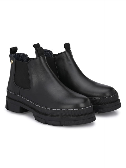 Delize Black Women Vegan Leather Chelsea Boots