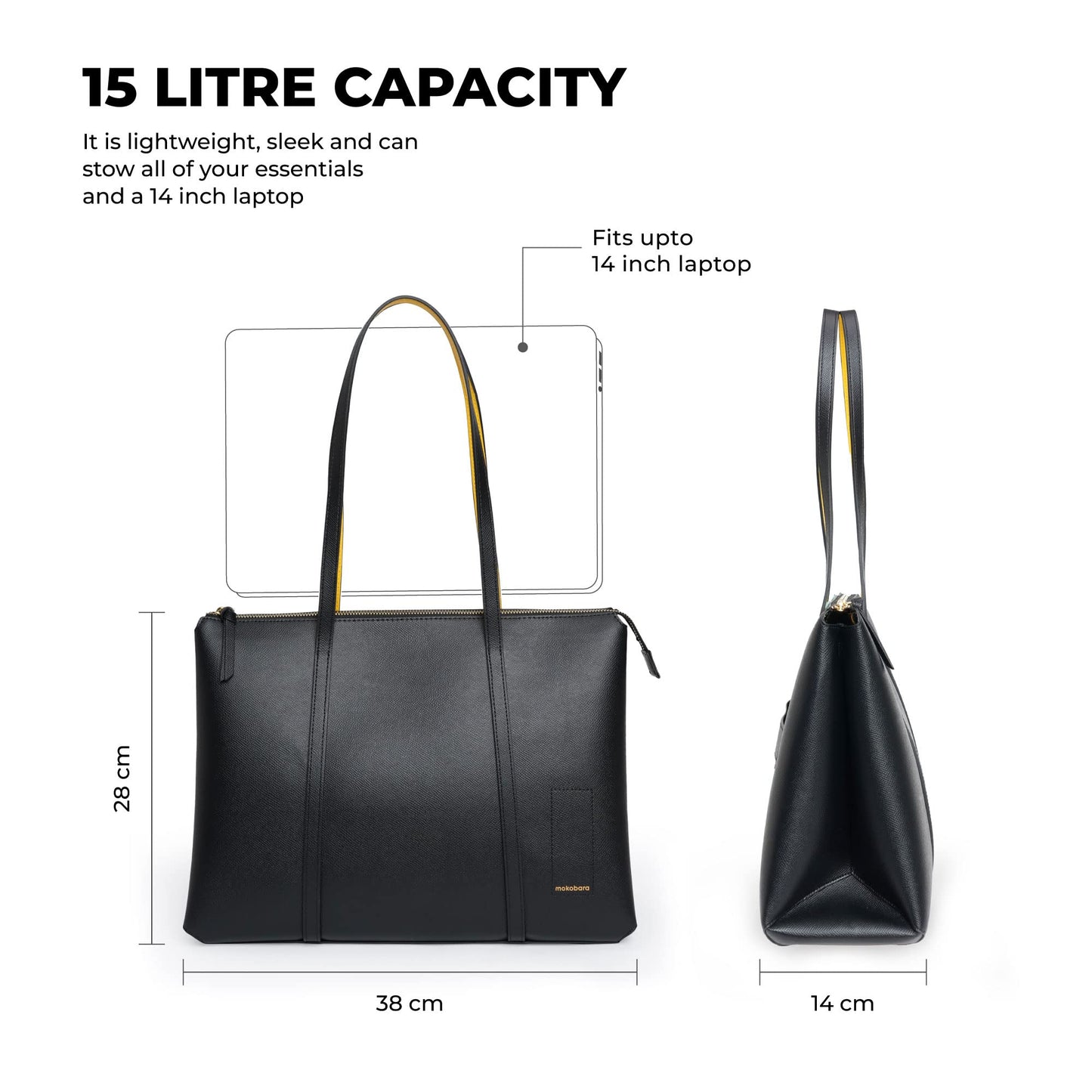 MOKOBARA The Easy Going Tote | Vegan Leather Black Tote Bag for Women And Girls (Crypto)