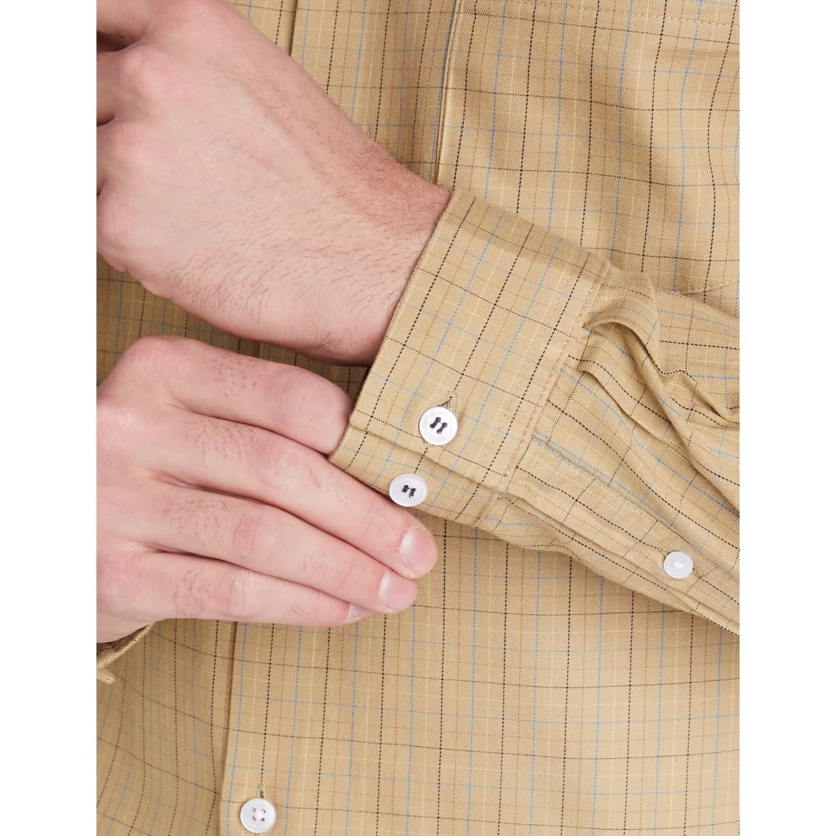 Allen Solly Men's Cotton Checkered Slim Fit Shirt (ASSFQSPBO40611_Khaki, 42)