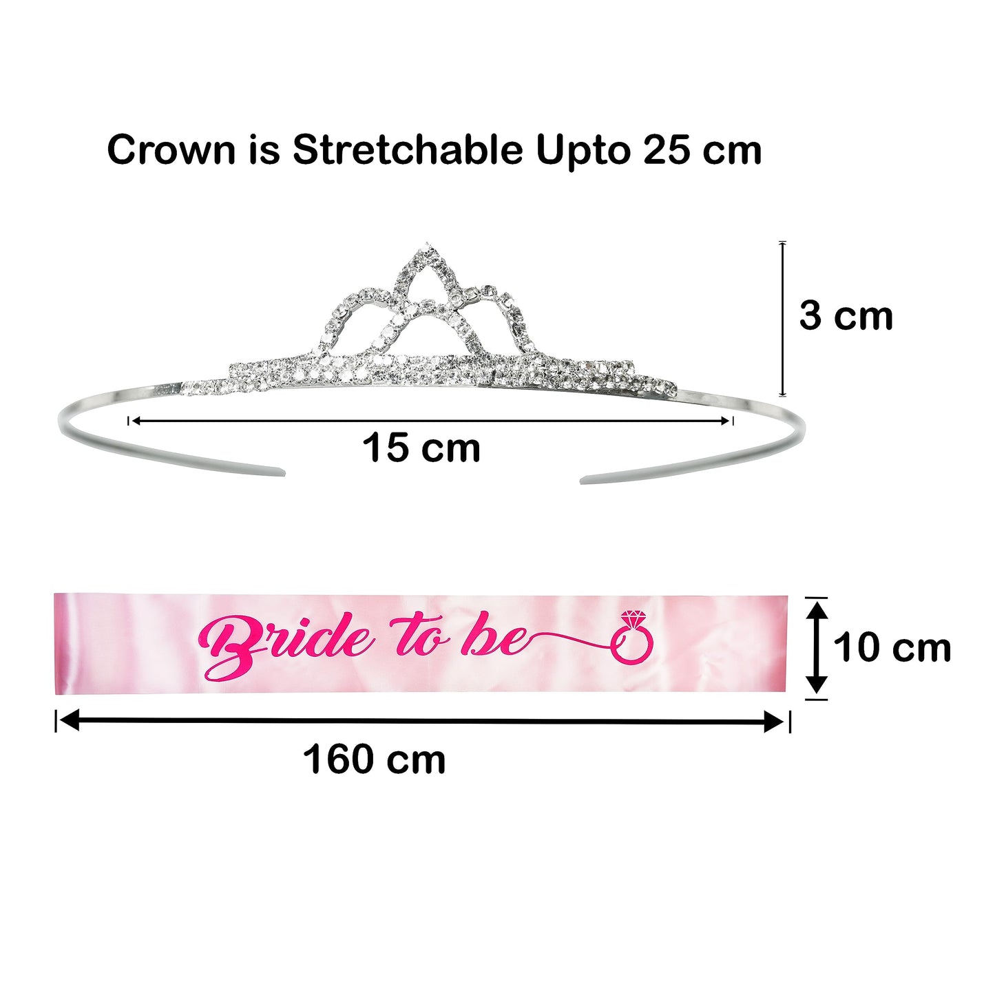 Decofy Bride Crown and Sash Combo | Bride to Be Sash With Tiara Crown Set | Bridal Shower Kit | Gold Crown & Satin Sash | Bachelorette Party Supplies | Bridal Shower Decorations & Wedding Celebration