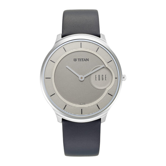 Titan Edge Baseline Quartz Analog Off-White Dial Blue Leather Strap Watch for Men - NT1843SL01