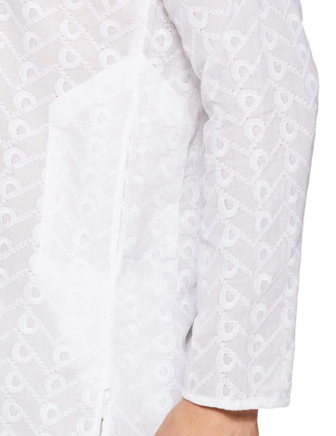 Royal Kurta Mens Chikan Embroidered Cotton Kurta White