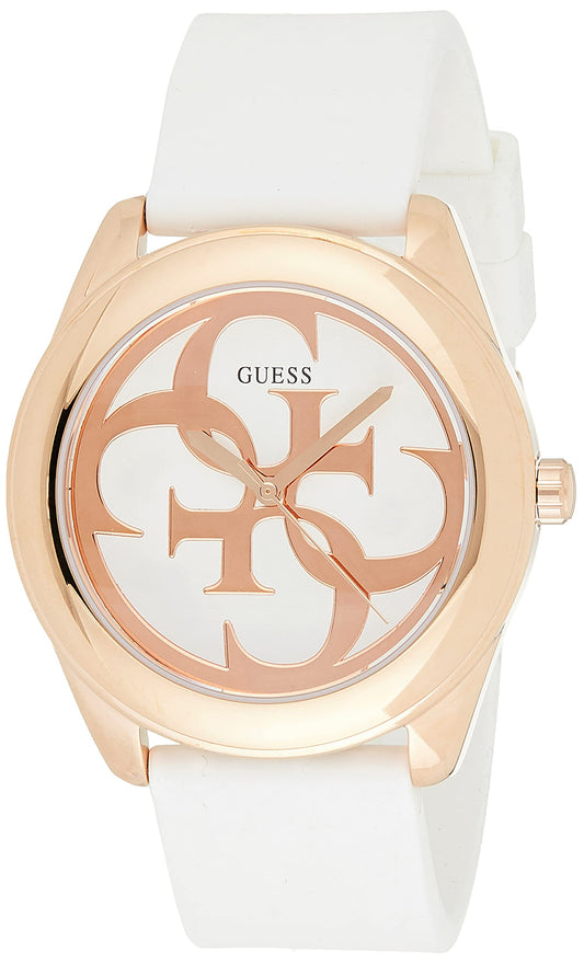 GUESS Rubber Analog Pink Dial Women Watch - W0911L5, White Band