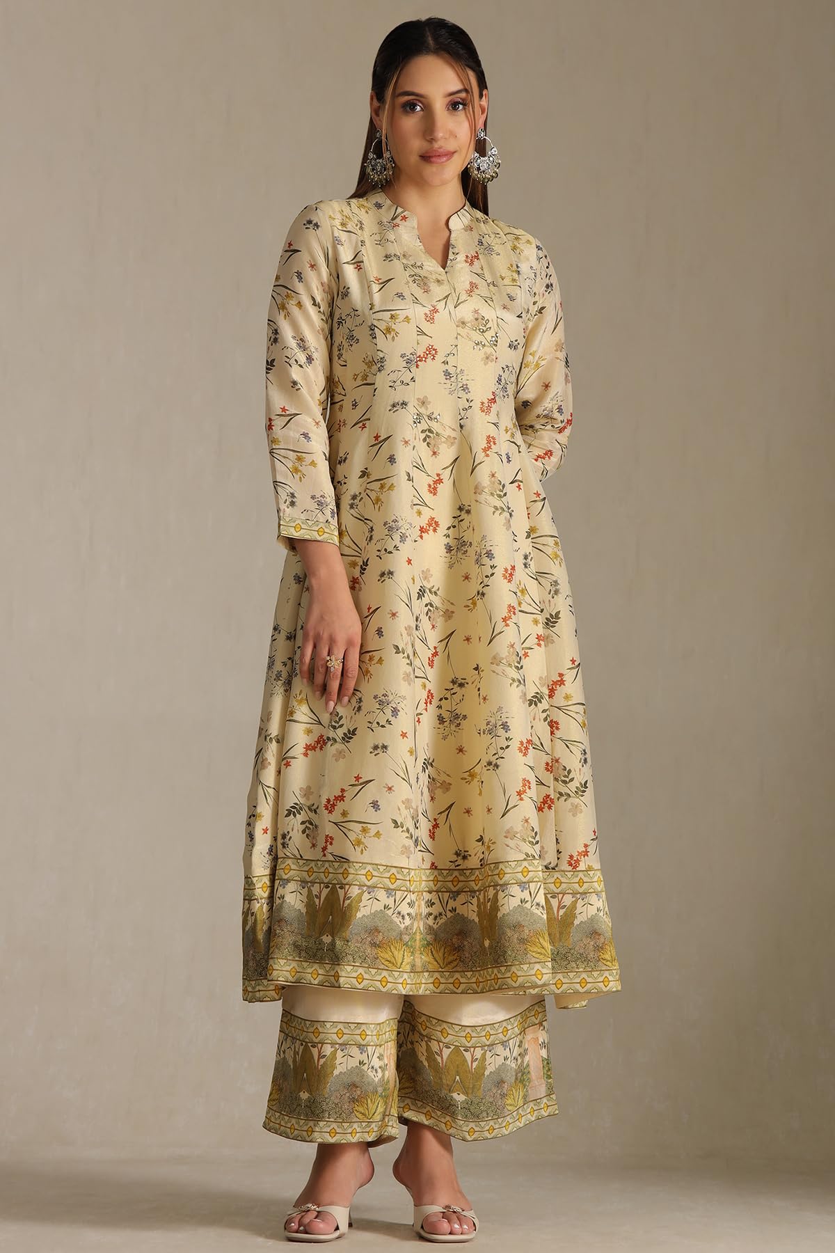 Soch Womens Tissue Botanical Print Suit Set With Sequins